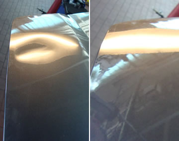 Vorher-Nachher-Bilder für Blechschäden mit Smart Repair
